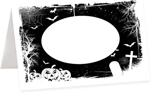 Vista 16 de Andaz Press Tarjetas de lugar con nombre de Halloween para colocar la mesa, etiquetas de alimentos en blanco para tarjetas de bufé de fiesta