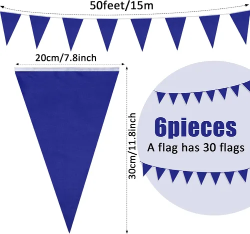 Vista 2 de Panelee Banderines en blanco de 300 pies para colgar, 180 piezas de guirnaldas triangulares para apertura, graduación, fiesta de cumpleaños