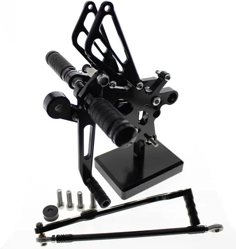 Vista 3 de Reposapiés de motocicleta ajustable de aluminio para Yamaha YZF R6 2006 2007 2008 2009 2010 2011 2012 2013 2014 (negro)