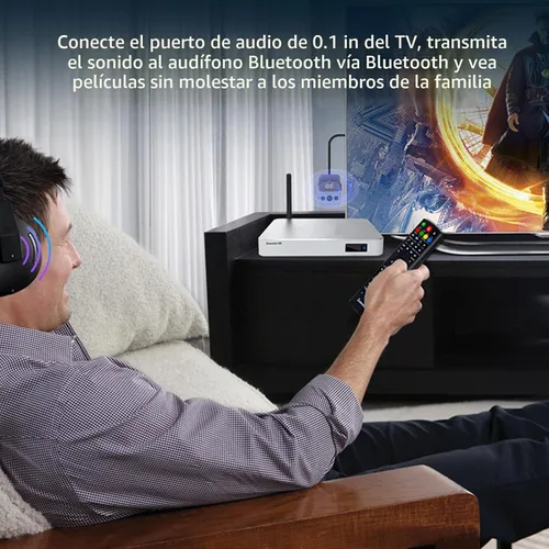 Vista 4 de Receptor transmisor Bluetooth 5.3 2 en 1 0.1 in Audio funciona con TV Airplane Wireless Bluetooth Aux adaptador para coche con micrófono se conecta