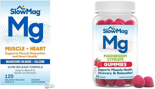 Vista 8 de SlowMag Muscle Heart Cloruro de magnesio Calcio 120 unidades y Slow Fe 45mg Suplemento de deficiencia de hierro 60