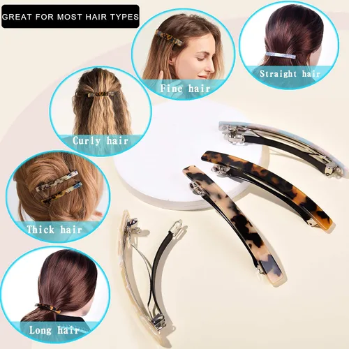 Vista 5 de Pasadores de pelo para mujer, pasador de pelo francés, pinzas grandes de acetato para el cabello, pasador antideslizante, accesorios