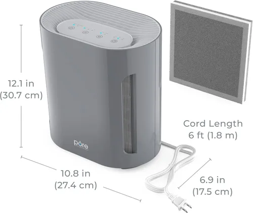 Vista 8 de Pure Enrichment PureZone - Purificador de aire para dormitorio y sala de estar, filtración de 4 etapas y luz UV-C, el filtro HEPA H13 ayuda a