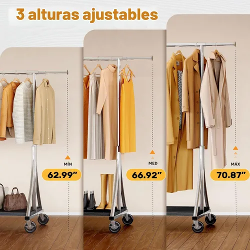 Vista 8 de HOKEEPER Perchero con estantes de madera, carga de 500 libras, altura