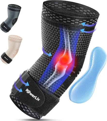 Vista 7 de POWERLIX - Codera de compresión para el codo - Manga de compresión para tendinitis, codo de tenista y tratamiento para el codo de golfista