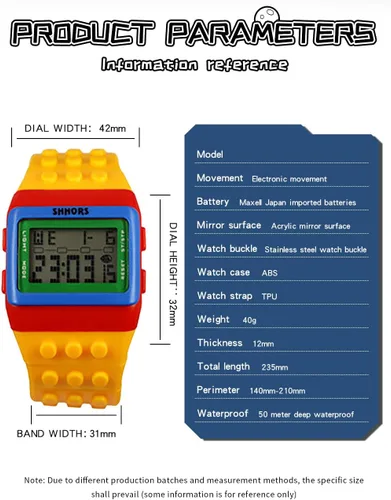 Vista 3 de XCZAP Reloj electrónico luminoso de los deportes de los bloques de construcción del arco iris