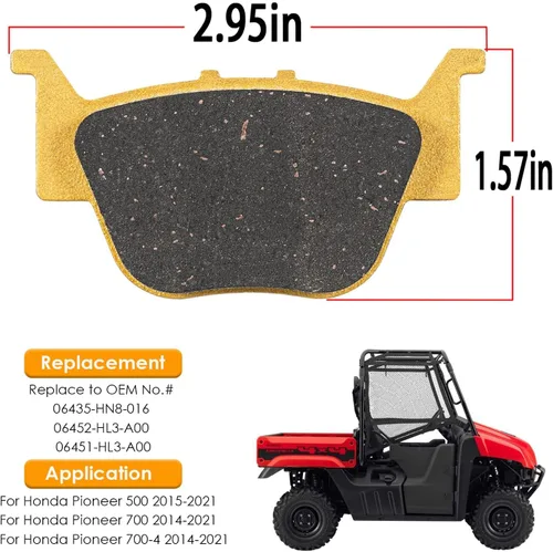 Vista 3 de Pastillas de freno de disco de cerámica delanteras y traseras resistentes para Honda Pioneer 700 500 700-4 2014-2021 Reemplazar 06435-HN8-016