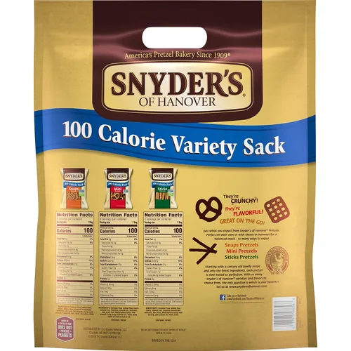 Vista 3 de Snyder's of Hanover Pretzels, paquete variado de paquetes individuales de 100 calorías, 22 unidades (paquete de 4)