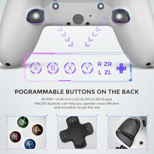 Vista 4 de Controlador de interruptor, controladores inalámbricos Pro para SwitchSwitch LiteSwitch OLED, ECHTPower Switch Remote Gamepad con Joystick