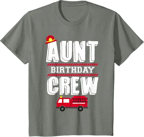 Vista 91 de Aunt Birthday Crew Fire Truck Fireman - Camiseta para fiesta de acogida, Negro, S