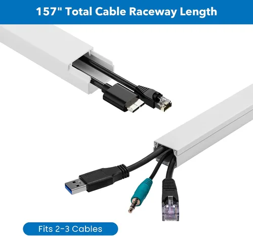 Vista 2 de Mount-It! Kit de ocultador de cable de 157 pulgadas, canaleta de cables pintable para cables de TV, cables y cables de alimentación, cubierta