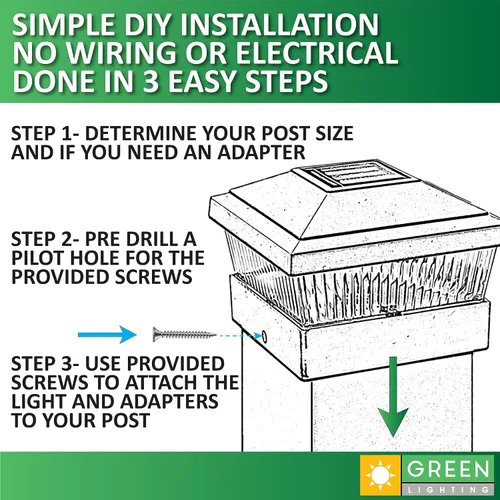 Vista 4 de GreenLighting Luces solares clásicas para tapa de poste – Se adapta a 5 x 5 PVC/vinilo al aire libre alimentado por energía solar para exteriores