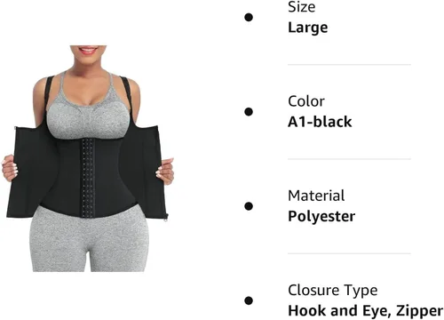 Vista 7 de FeelinGirl Waist Trainer for Women Corset Vest Body Shaper Cincher Trimmer Tank Top Sport Girdle with Steel Bones Black
