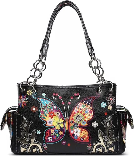 Vista 2 de Juego de cartera para mujer, estilo occidental, diseño de flores y mariposas, estilo floral, estilo campestre