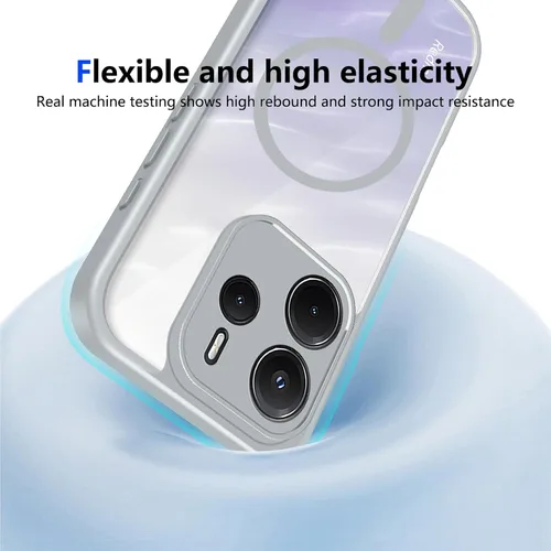 Vista 258 de Funda magnética transparente compatible con Xiaomi 17T, color negro 2 en 1 PC + TPU cubierta de teléfono a prueba de golpes, carcasa protectora