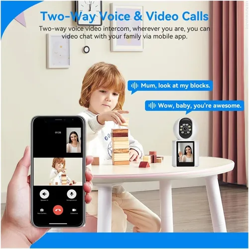 Vista 6 de Cámara PTZ WiFi de 3 MP con pantalla de visualización de 2.8 pulgadas, audio bidireccional y videollamada con un clic, cámara de seguridad EU Enchufe