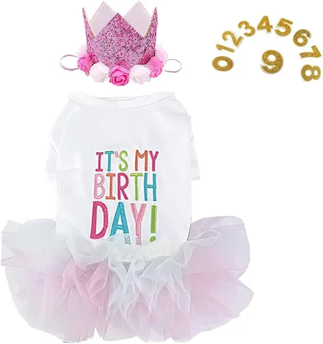 Vista 21 de ANIAC Daisy Vestidos para Perros Pequeños Hembra con Anillo para Correa, Nudo de Lazo Vestido de Boda para Cachorra, Traje de Gato de San Valentín