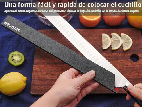 Vista 4 de WELLSTAR Juego de protectores de borde de cuchillo, 2 fundas universales de hoja de 14 pulgadas, sin BPA, fundas protectoras de hoja larga de ABS