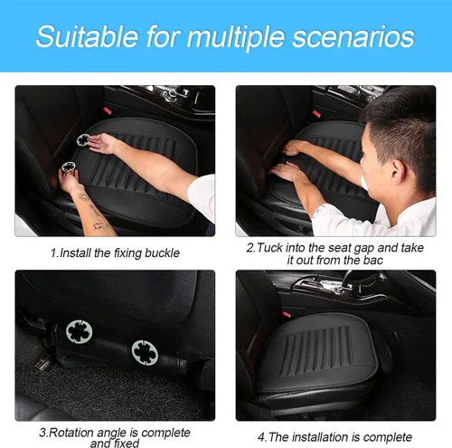 Vista 5 de 8sanlione Funda de cuero para asiento de automóvil, amortiguador/protector para asiento delantero de automóvil, funda de asiento transpirable
