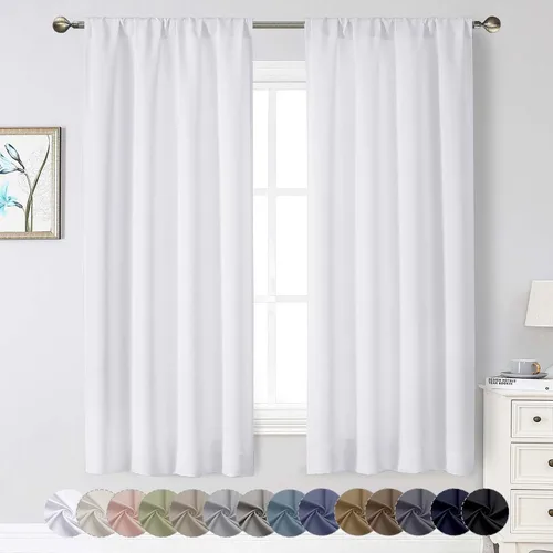 Vista 124 de Cortinas opacas para dormitorio, sala de estar, juego de 2 paneles de 54 pulgadas de largo, cortinas de oscurecimiento de habitación con aislamiento
