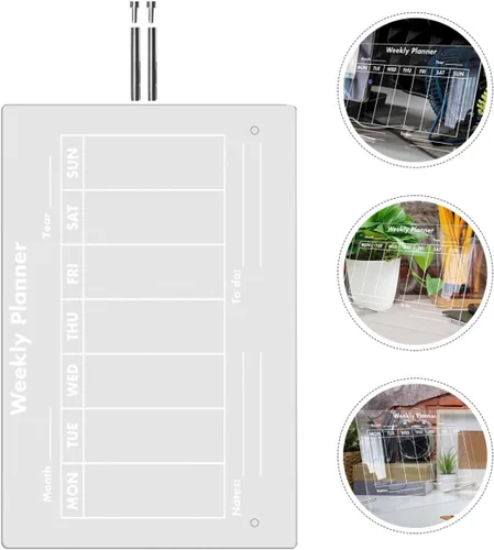 Vista 7 de Transparent Acrylic Memo Board for Home Office Writable Dry Erase Message Board with Push Pins for Notes Ideas and Weekly Schedule