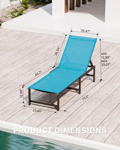 Vista 2 de Tumbona de aluminio para patio al aire libre, azul