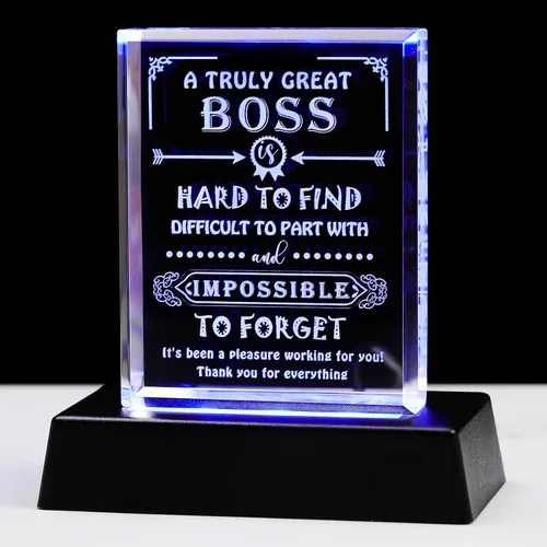 Vista 8 de Movdyka Regalo de Cristal Grabado para Jefe que se Va para Mujeres y Hombres, Grandes Regalos de Apreciación para la Mejor Señora Jefe, Decoración