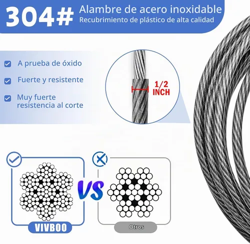 Vista 4 de Candado de Seguridad de Cable de Acero de 1/2 Pulgada de Alta Resistencia con Bucles 4FT/6FT/8FT/10FT para Bicicleta, Candado de Cadena de Cable