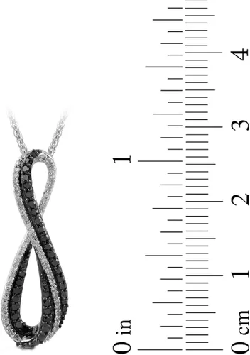Vista 4 de Collar de plata fina con colgante del símbolo del infinito, con diamantes blancos y negros (13 de peso total de quilates), 18 pulgadas.