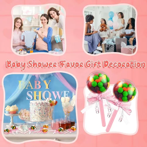 Vista 7 de 30 botellas de ducha con lazo de cristal de oso de cristal para chupón, botella de caramelo de plástico rellenable rosa y 56 calcomanías