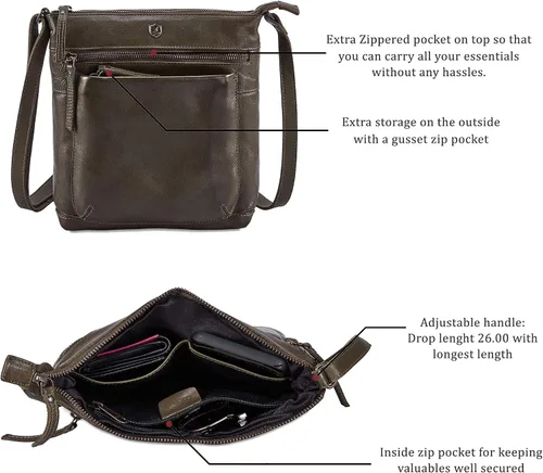 Vista 2 de Bolso cruzado de cuero real para mujer, bolso cruzado de viaje, bolso de hombro, pequeño bolsillo vintage