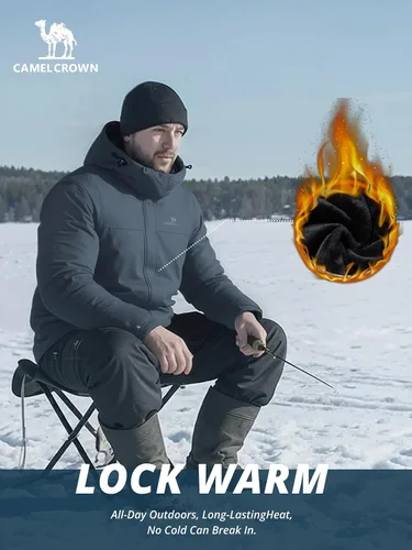Vista 4 de CAMEL CROWN Chaqueta de Esquí de Invierno para Hombre Abrigos de Nieve de Montaña Impermeable Capucha Desmontable Resistente al Viento Chaquetas