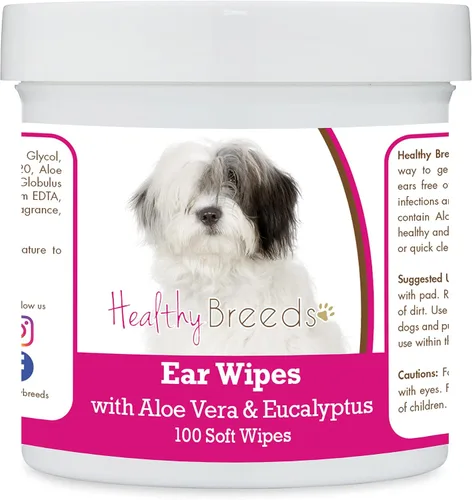 Vista 4 de Healthy Breeds Affenpinscher Toallitas de limpieza de oídos con aloe y eucalipto para perros, 100