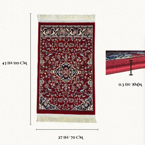 Vista 2 de Premium Islamic Muslim Prayer Rug – Made in Madinah – 0.3 in Thick Soft Islamic Sajadah – Portable Prayer Mat for Men & Women – Eid, Ramadan, Hajj &