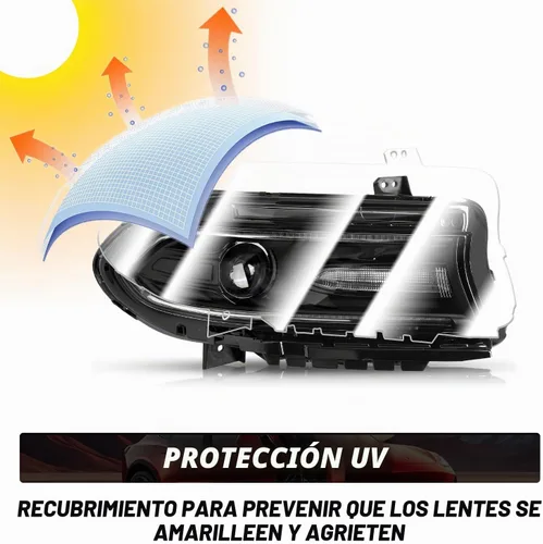 Vista 4 de Juego de faros delanteros halógenos compatibles con Dodge Charger 2015-2023, faros con barra LED dual DRL, par lado izquierdo del conductor LH