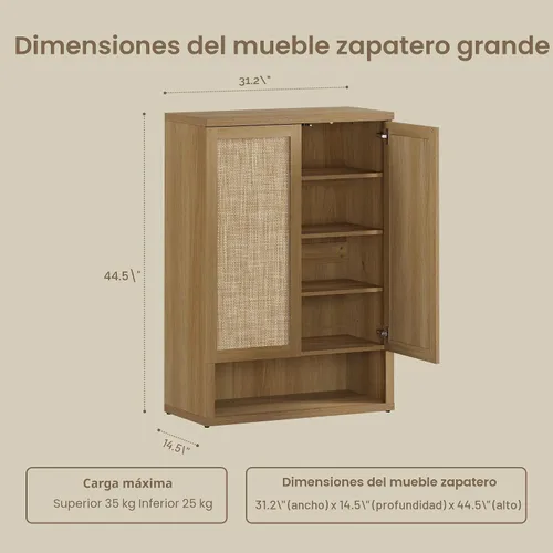 Vista 2 de SICOTAS Gabinete de almacenamiento de zapatos de ratán – Armarios modulares para zapatos con puerta alta y grande para almacenamiento de zapatos