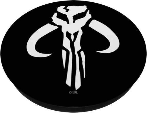 Vista 2 de Logotipo de Star Wars mandalorio negro y blanco – PopSockets Grip y soporte para teléfonos y tabletas, Negro