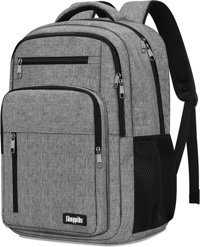 Vista 7 de Mochila Skaypibs para Mujeres y Hombres, Mochilas para Trabajo y Viaje con Porta Laptop, A6-Beige, 15,6 pulg., Moderno