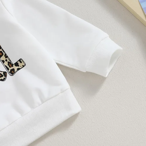 Vista 5 de Ropa para bebé niña "Daddy's Girl" con sudadera de manga larga y pantalones jogger elásticos, conjunto para otoño e invierno