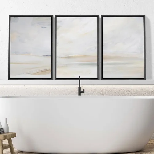 Vista 109 de SIGNWIN Lienzo enmarcado para pared, juego de arte sereno de pantanos con humedales verdes e ilustraciones de agua tranquila, arte moderno