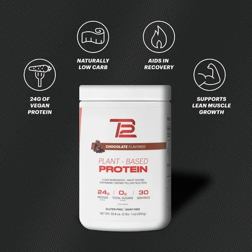 Vista 4 de TB12 Proteína en polvo a base de plantas de Tom Brady, 24g de proteína de guisante vegana, baja en azúcar, baja en carbohidratos, sin OMG, reemplazo