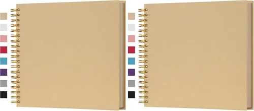 Vista 11 de potricher Álbum de Recortes DIY de 7 x 7 Pulgadas, 40 Páginas, Tapa Dura, Papel Kraft, Álbumes de Fotos para Recortes, Libro de Recuerdos para Bodas