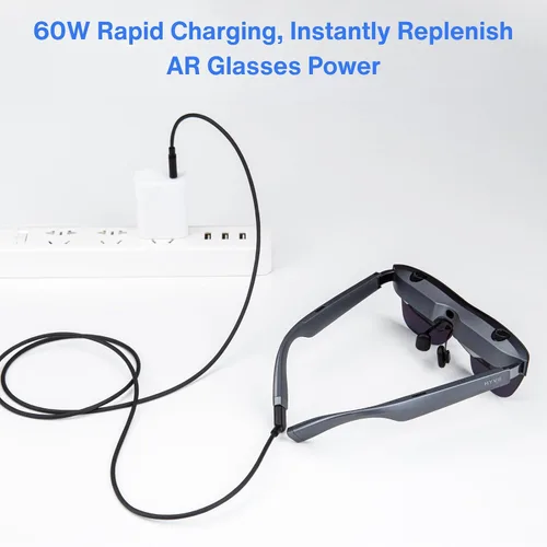 Vista 2 de Cable de carga USB C a USB‑C AR para gafas, admite carga rápida de 60 W, transferencia de datos de 10 Gbps y pantalla de 4K a 60 Hz - Chaqueta
