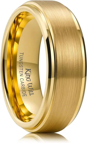 Vista 13 de King Will Anillo de Boda Clásico de Tungsteno para Hombre, Anillos de 6/7/8/9/10mm de Ancho, Acabado Pulido, Borde de Escalón Mate, Ajuste Cómodo