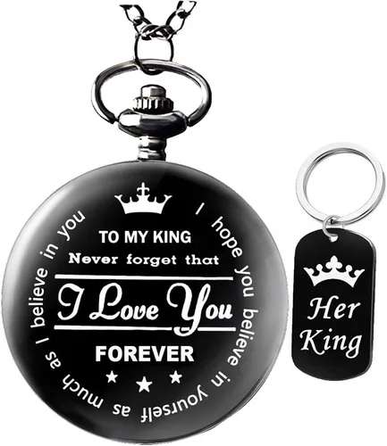Vista 2 de Udaney to My-King-Reloj de bolsillo, regalos para novio, el mejor regalo para él, regalos de novia, regalos del día de San Valentín para hombres
