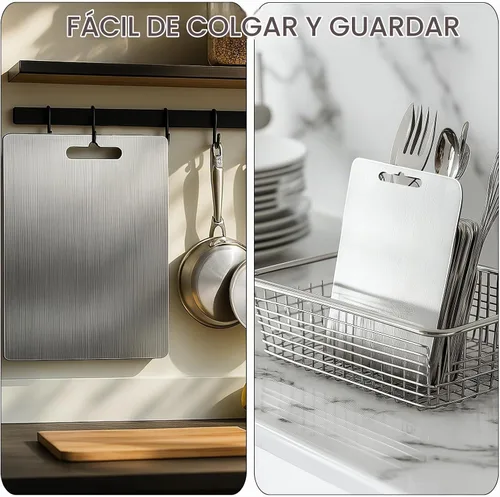 Vista 6 de Tabla de cortar de titanio, tablas de cortar para cocina, tablas de cortar de titanio de doble cara de grado alimenticio, perfectas para cortar