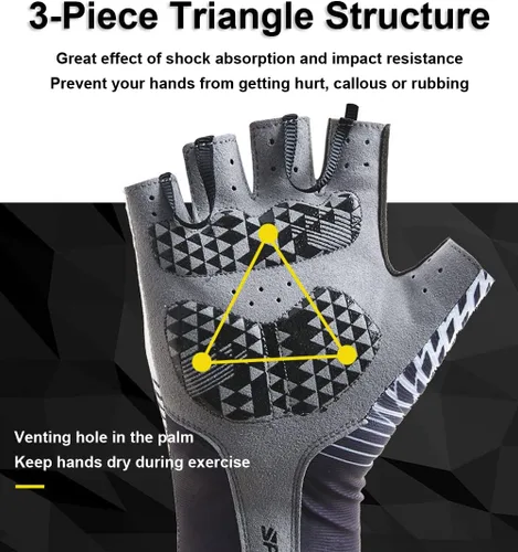 Vista 3 de Guantes de ciclismo, guantes de bicicleta de montaña, guantes de medio dedo, guantes de bicicleta para hombres, accesorios de bicicleta de montaña