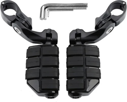 Vista 17 de TCT-MOTORPARTS Estriberas de pie de carretera de montaje largo para Harley Electra Glide, todo con protectores de motor de 1-1/4 pulgadas 1.25 Negro