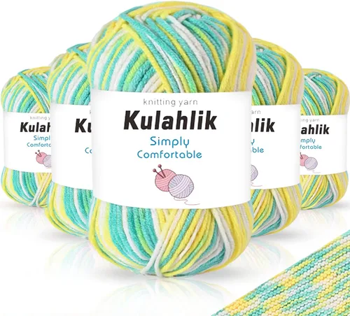 Vista 85 de 50g (1x50g) Hilo Acrílico para Crochet y Tejido, Hilo Degradado Colorido, 1 Rollo de Madejas, Hilo Acrílico Multicolor, Perfecto para Proyectos