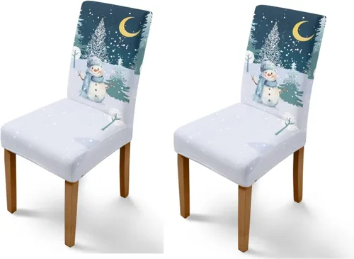 Vista 28 de Rnyleeg Fundas navideñas para sillas de comedor, fundas de asiento de comedor con estampado de campanas brillantes, juego de 1 funda suave y lavable